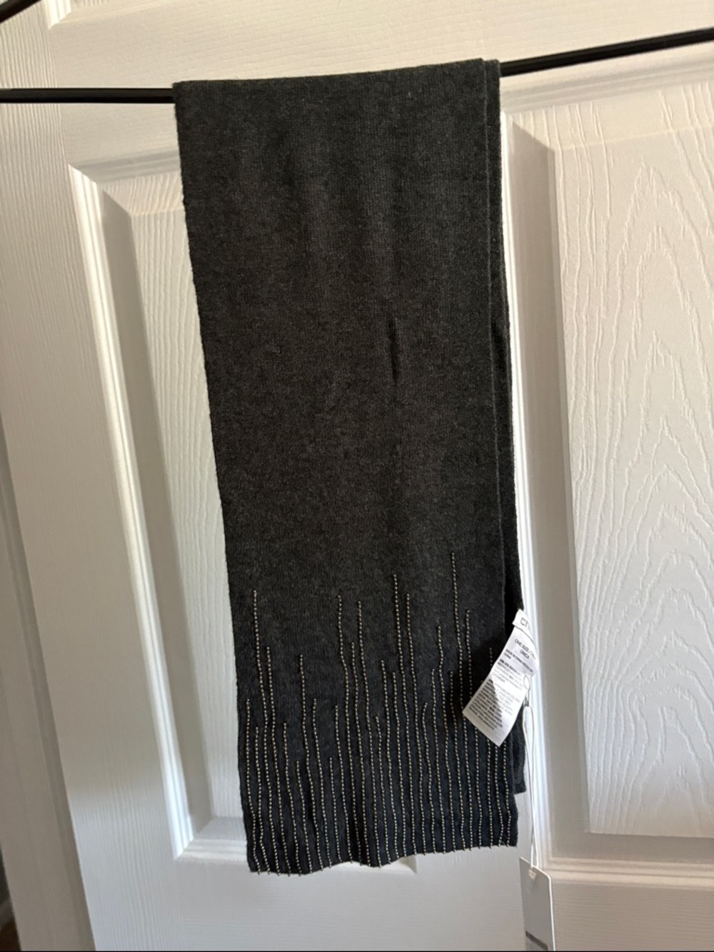 Chico's Dark Gray Embellished Knit Scarf